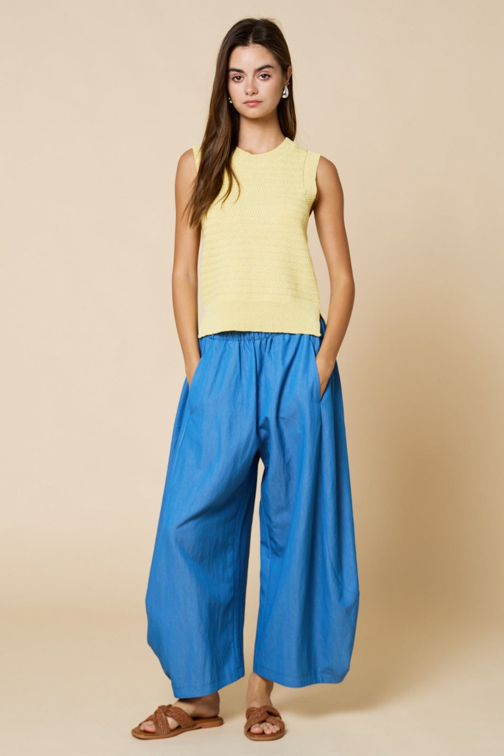 Relaxed Barrel Leg Pull-On Pants