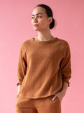 Toffee Lightweight Blouse with Elastic Sleeve