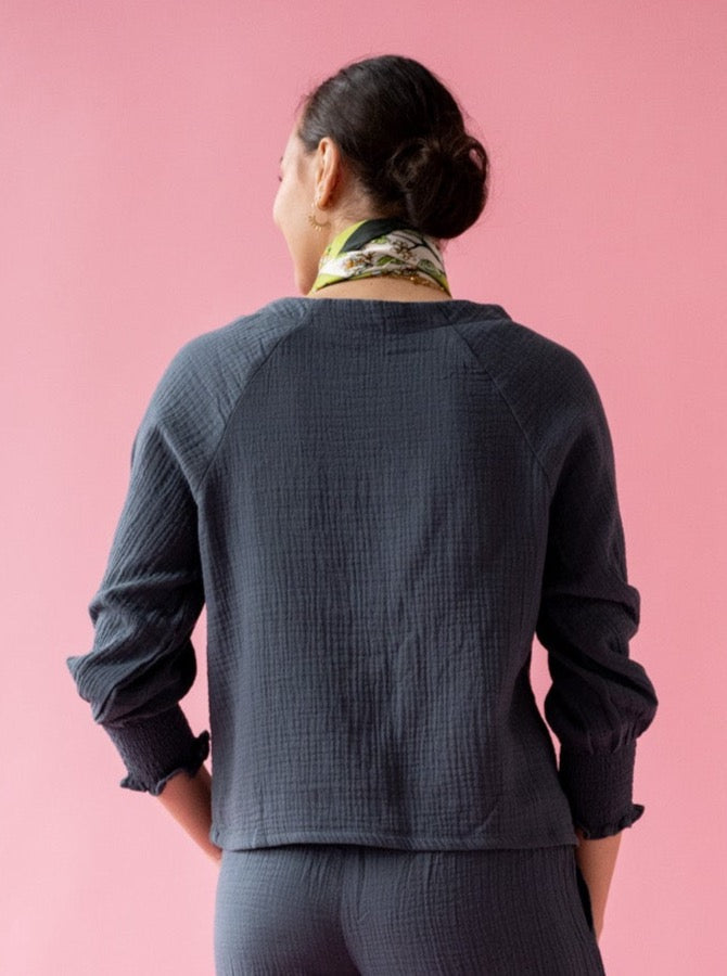 Pebble Lightweight Blouse with Elastic Sleeve