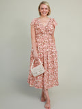 Midikleid mit Aquarell-Blumenmuster