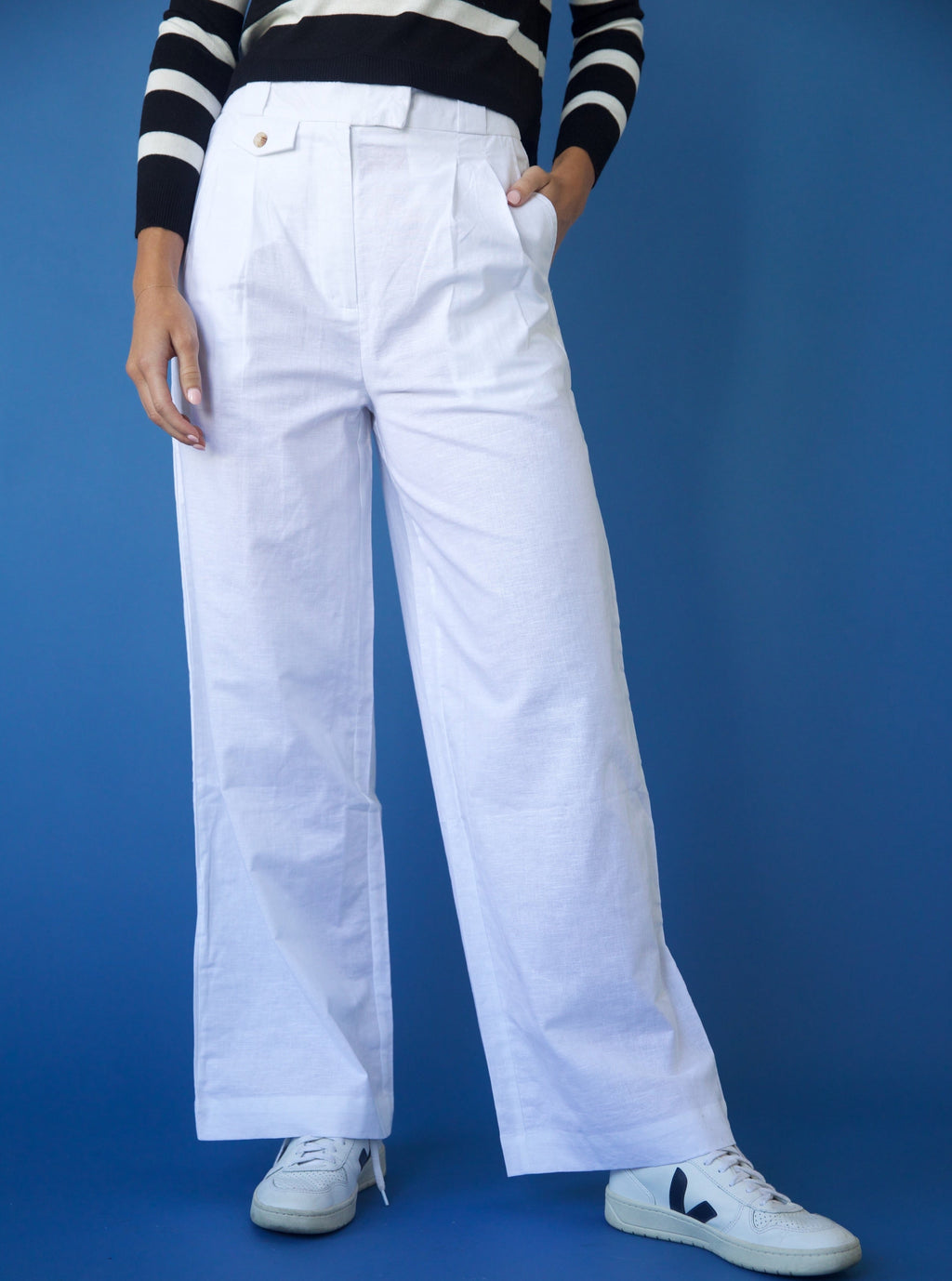 White Lightweight Wide-Leg Trousers