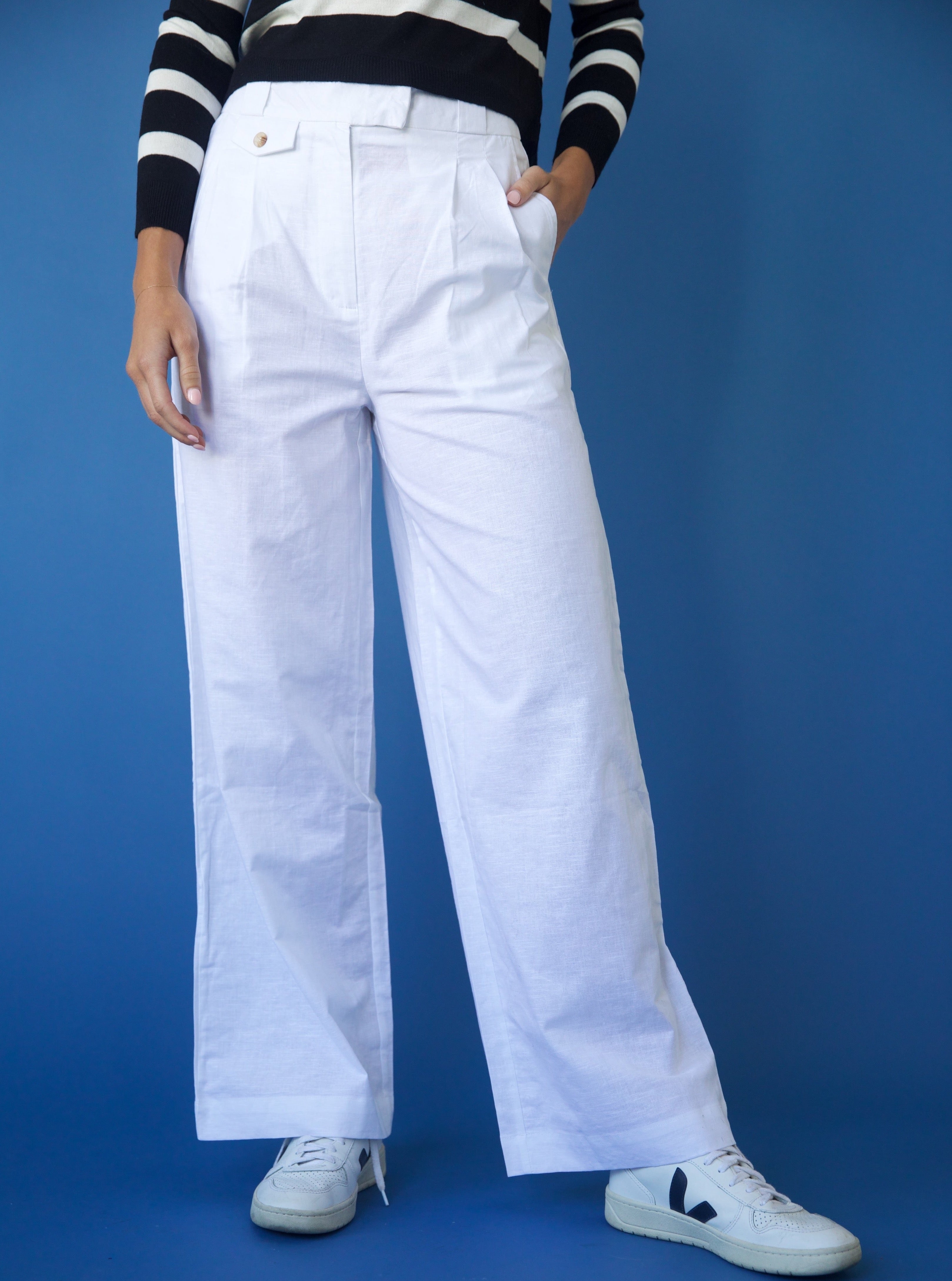 White Lightweight Wide-Leg Trousers