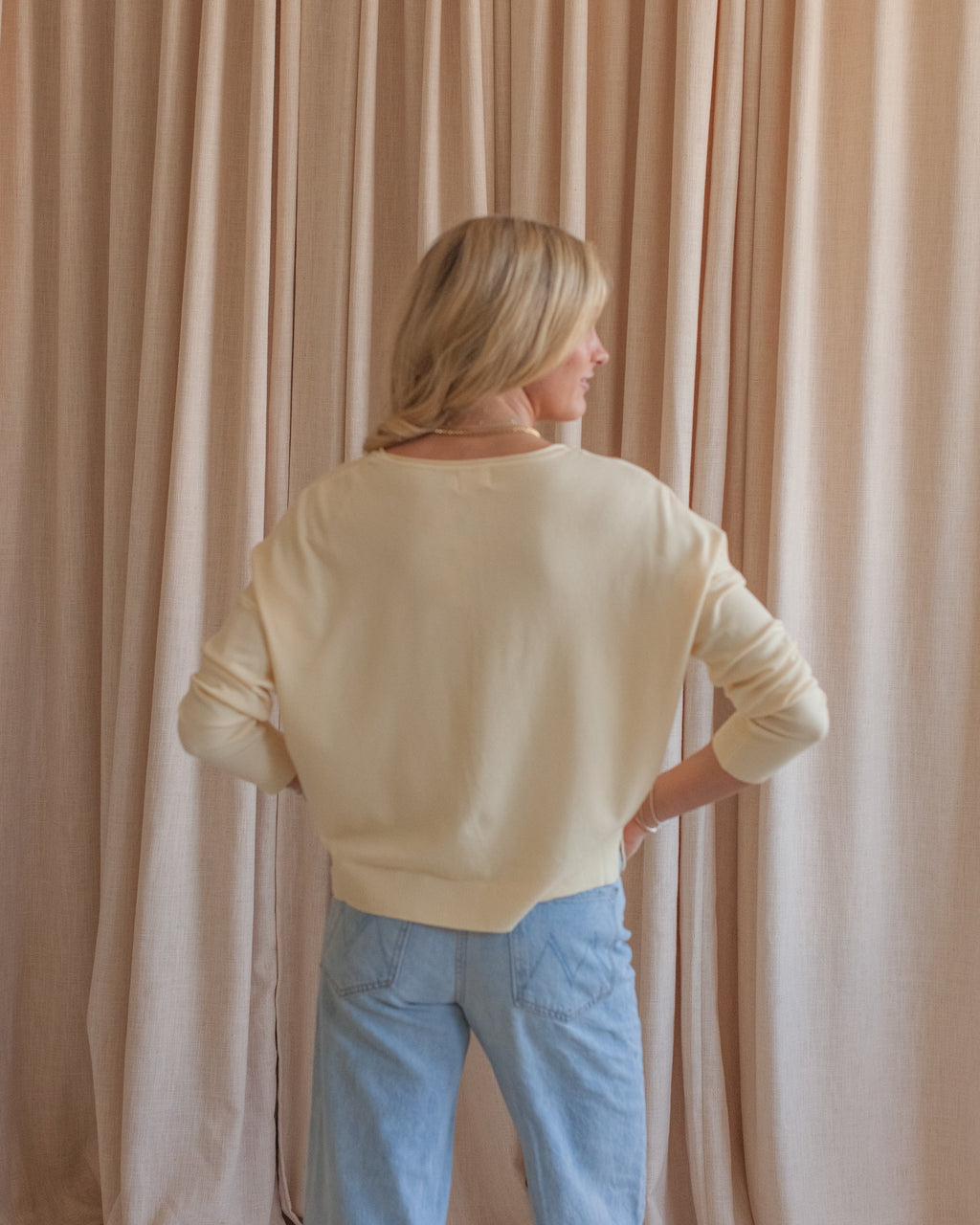 Butter Yellow Long Sleeve Crew Neck Knit Sweater