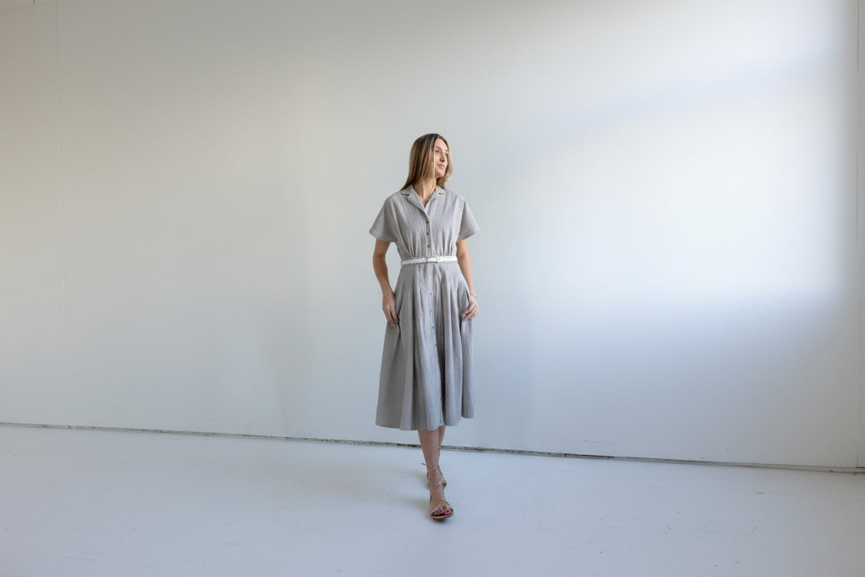 Grey shirt dress with belt