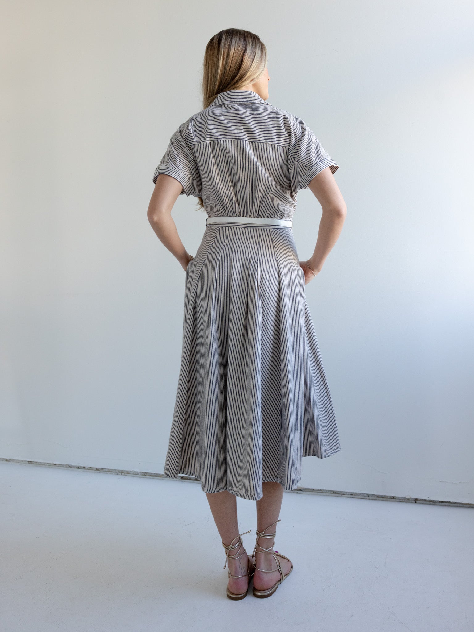 Grey shirt dress with belt