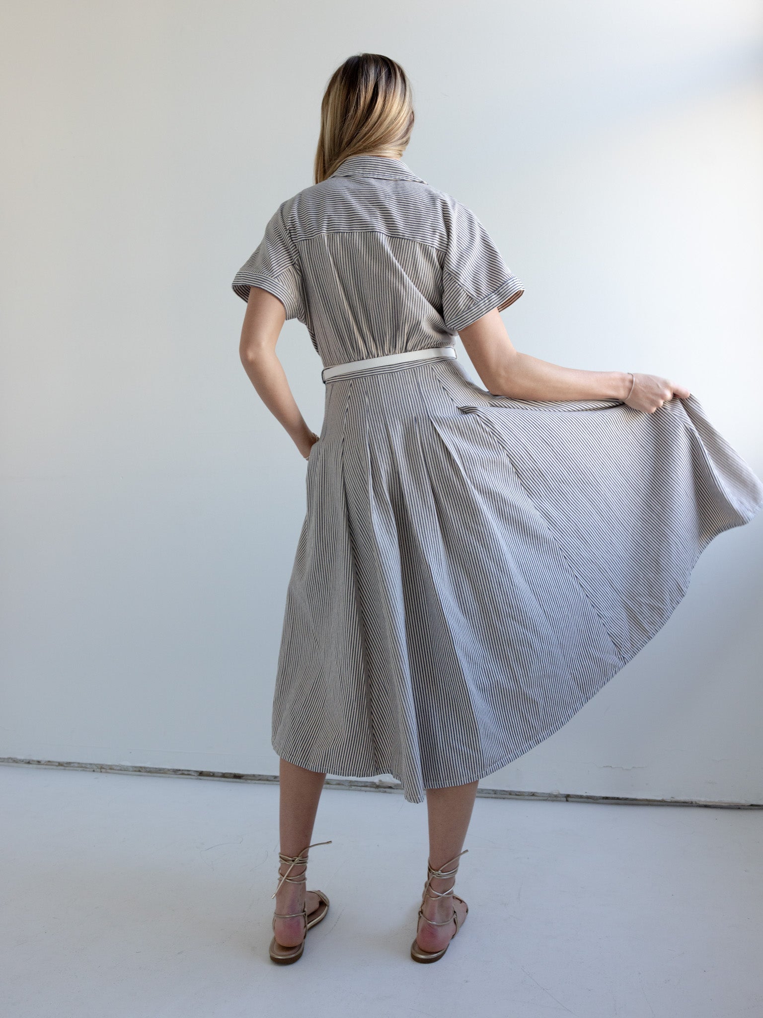 Grey shirt dress with belt