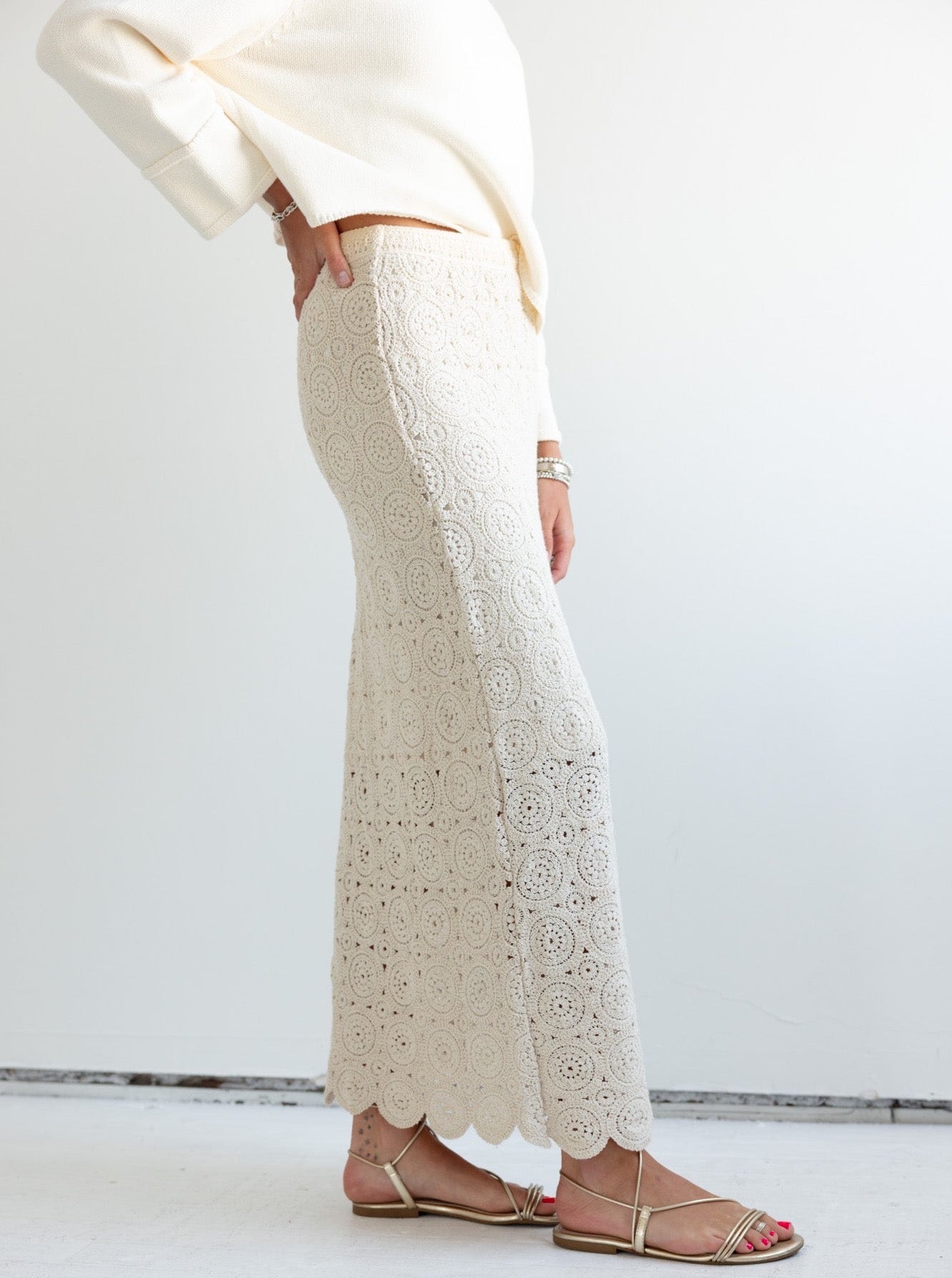Floral Woven Cotton Maxi Skirt with Lining
