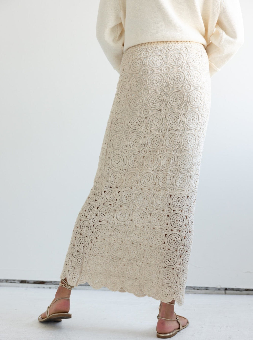 Floral Woven Cotton Maxi Skirt with Lining