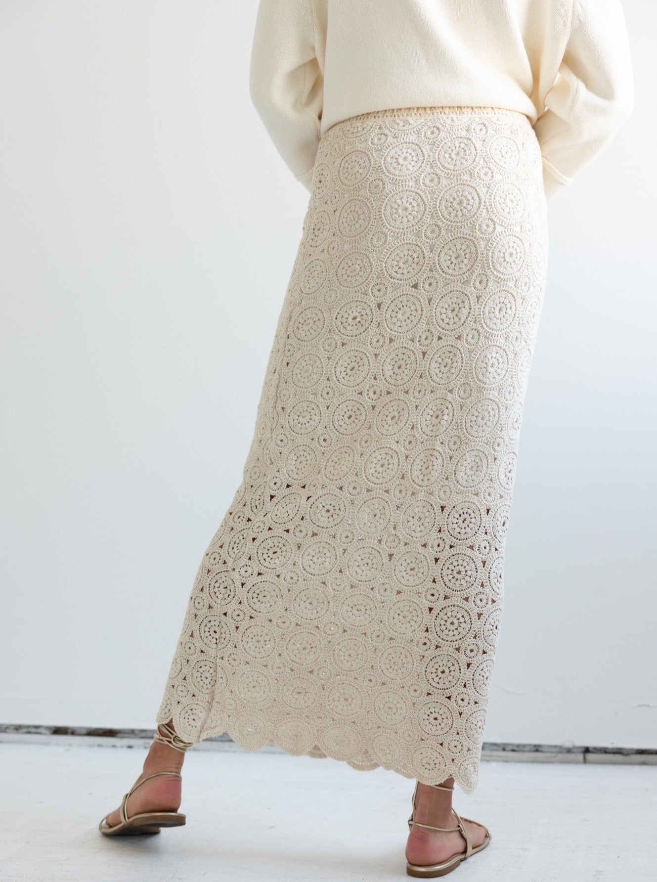 Floral Woven Cotton Maxi Skirt with Lining