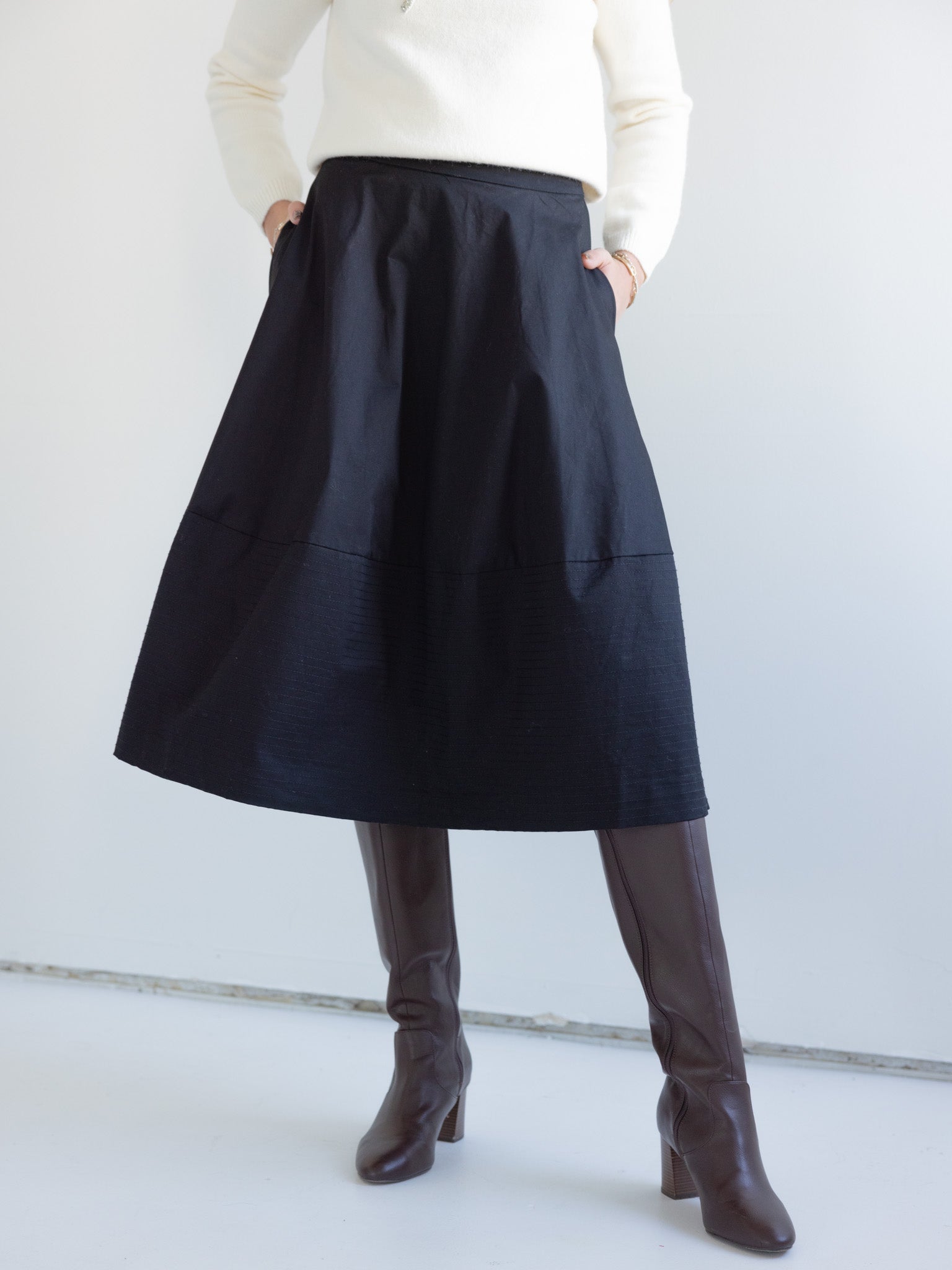 Heavy Cotton Structured Skirt with Hidden Back Zipper