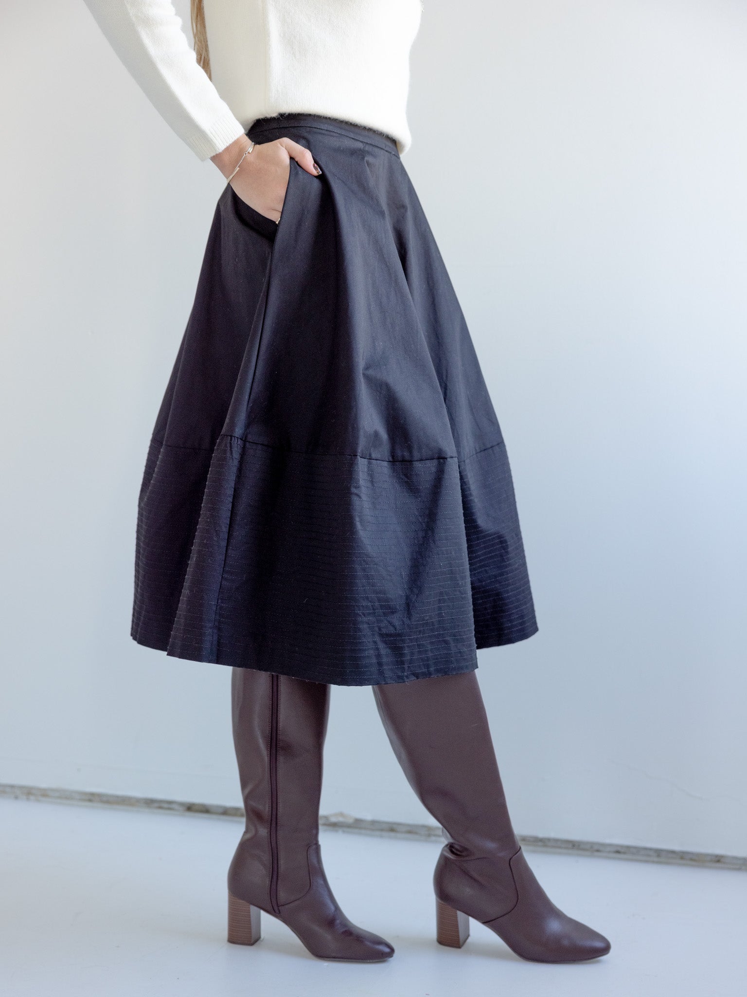 Heavy Cotton Structured Skirt with Hidden Back Zipper