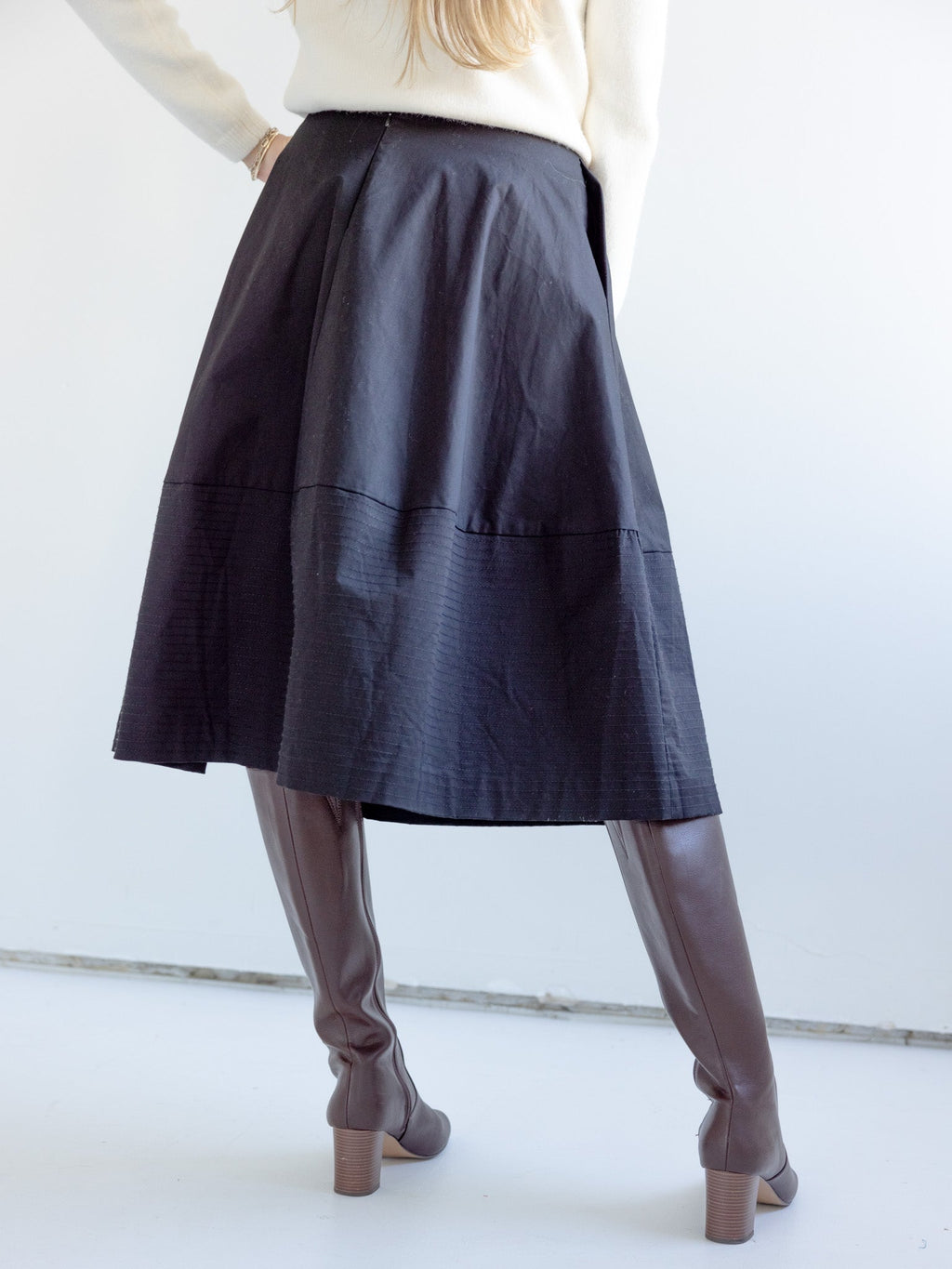 Heavy Cotton Structured Skirt with Hidden Back Zipper