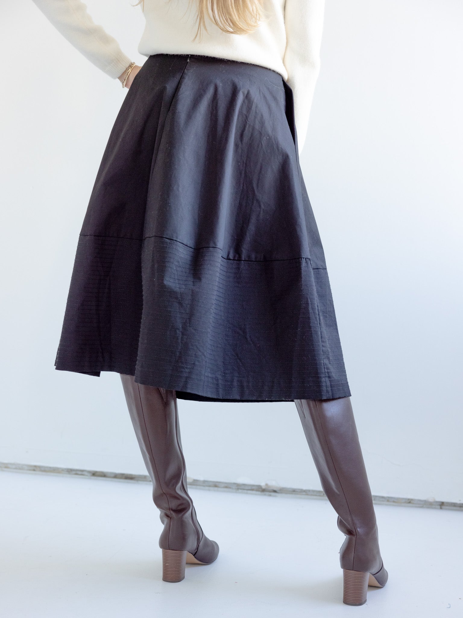 Heavy Cotton Structured Skirt with Hidden Back Zipper