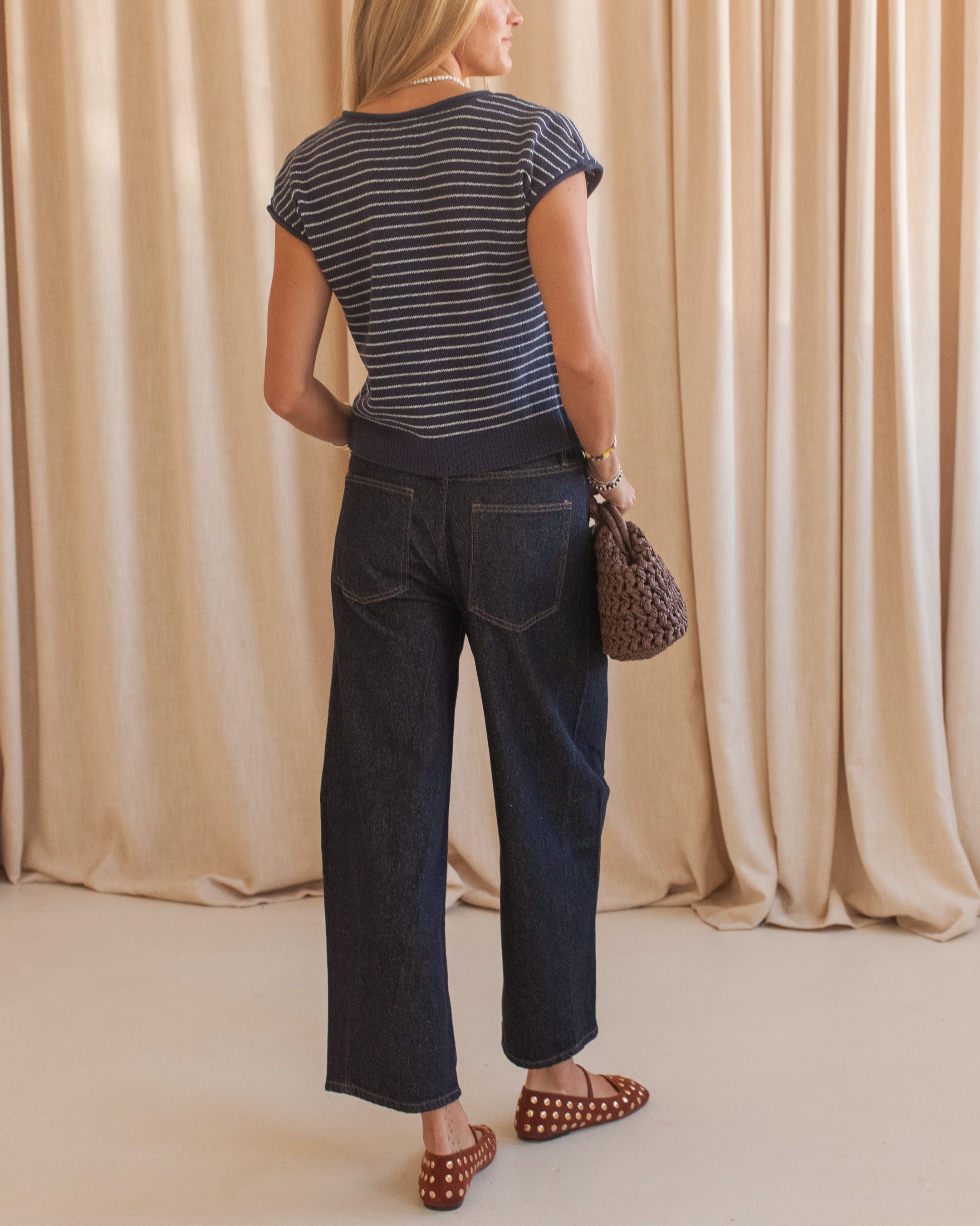 Dark Wash Barrel Leg Jeans