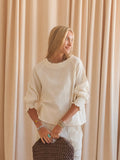 Ivory Lightweight Blouse with Elastic Sleeve