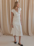 Midi-Trägerkleid mit Punktemuster und kurzen Ärmeln