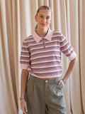 Ayla-Poloshirt mit Streifen – Rosa