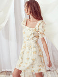 Baumwoll-Minikleid mit Puffärmeln